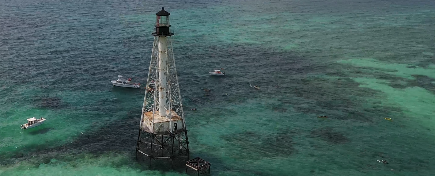 The 8-mile swim to Alligator Lighthouse is a challenge.